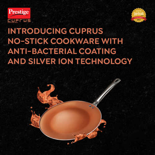 Prestige Cuprus Aluminium Gas and Induction Compatible Non-Stick Tawa, 28 cm (Copper)