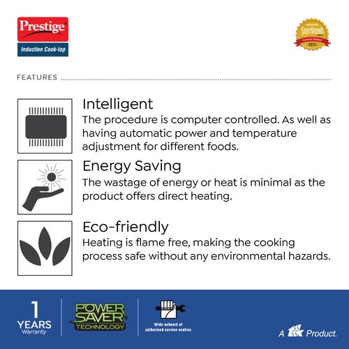 Prestige Rio ICT 1200W Induction Cooktop with Indian Menu Options (Black)