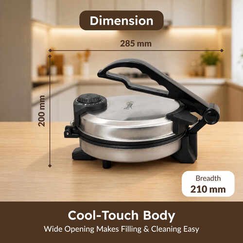Prestige PRM 3.0 900-Watt Plain Plate Roti Maker (Silver) | Non-Stick Coating