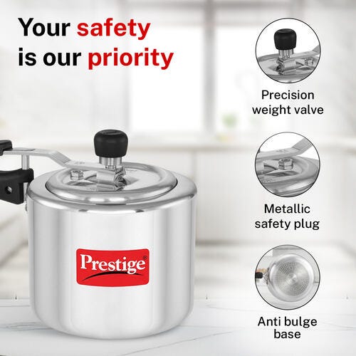 Prestige Nakshatra Plus Svachh Aluminium Spillage Control Pressure Cooker, 3 L (Silver)