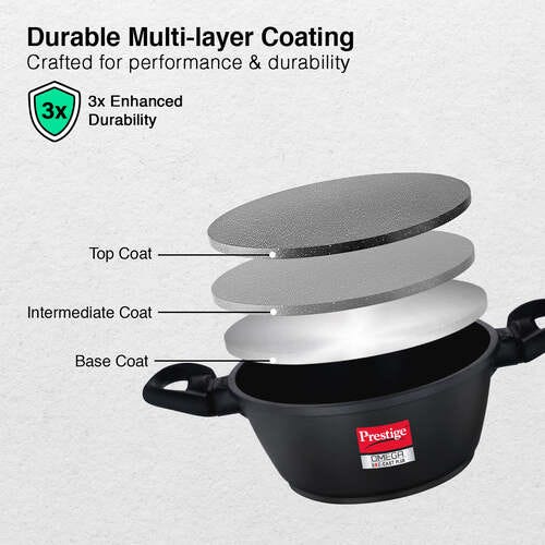 Omega Die-Cast Plus Aluminium Non-Stick Casserole 20 Cm with Glass Lid