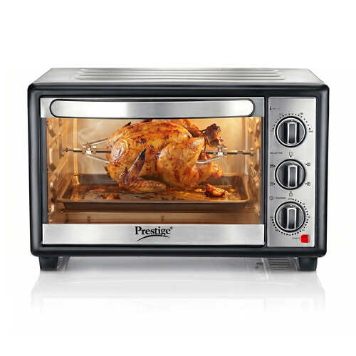 Prestige POTG 28AC 28 Litres OTG | 1500 Watts | Air Fry | Rotisserie | | 2 High Efficiency Heaters | Temperature Control with Timer | 5 Function Control | Crumb Tray |  2Y Warranty