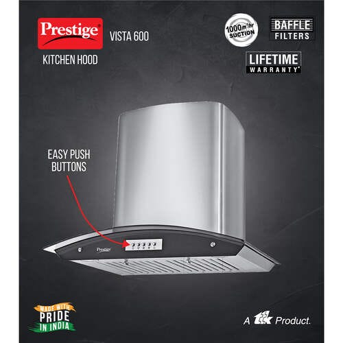 Prestige Vista 600 Kitchen Hood Chimney - Turbo Suction - 1000m3/hr