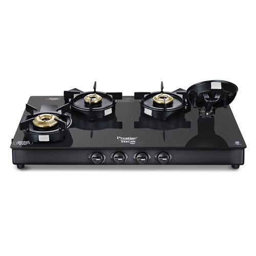 Prestige Svachh Neo Toughened Glasstop Liftable Burners Gas Stove (Black)