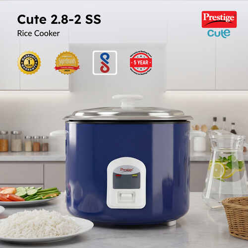 Prestige Electric Rice Cooker - Cute 2.8-2 SS (2.8 L Open Type, with Stainless Steel Cooking Pan - 2 Unit)