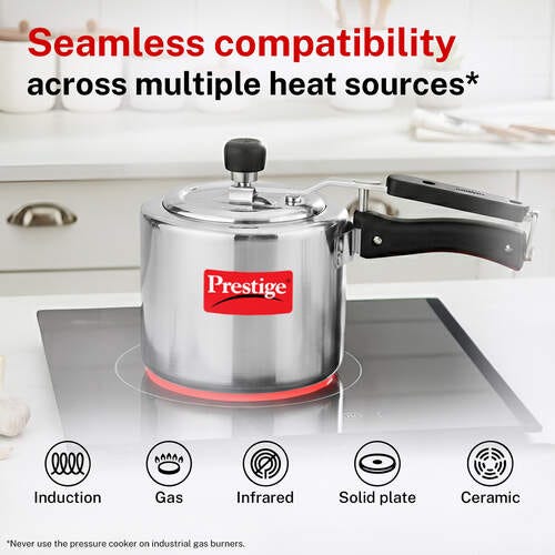 Prestige Nakshatra Plus Svachh Aluminium Spillage Control Pressure Cooker 2 L (Silver)
