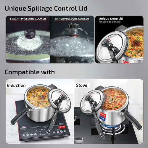 Prestige Tri-Ply Svachh Inner Lid Pressure Cooker Combi Pack