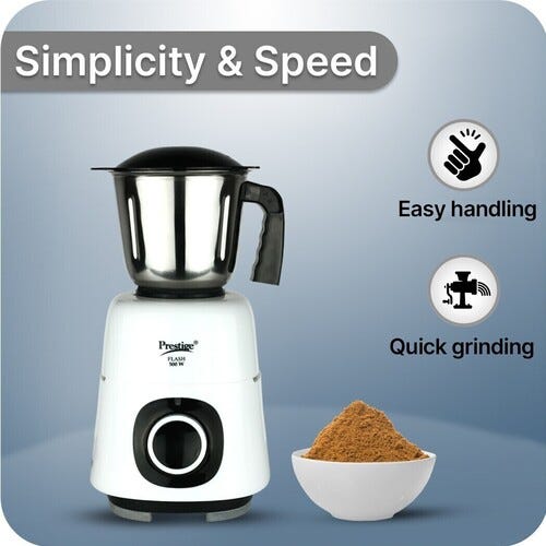 Prestige Atlas 500 W Juicer Mixer Grinder (Atlas Flash | 3 Jars | with Flow Breaker Design | White, Black)