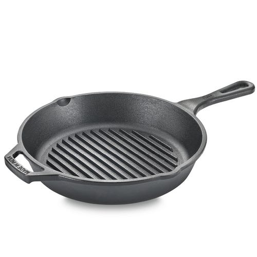 Prestige Cast Iron Scratch Resistant Gas and Induction Compatible Grill Pan, (Black)