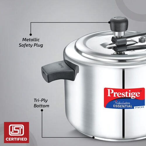 Prestige Nakshatra Essential Svachh Stainless Steel Pressure Cooker Combi Pack