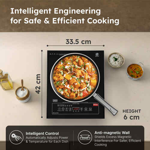 Prestige PIC 2.0 V2 Induction Cooktop 2000W with Indian Menu Options (Black)