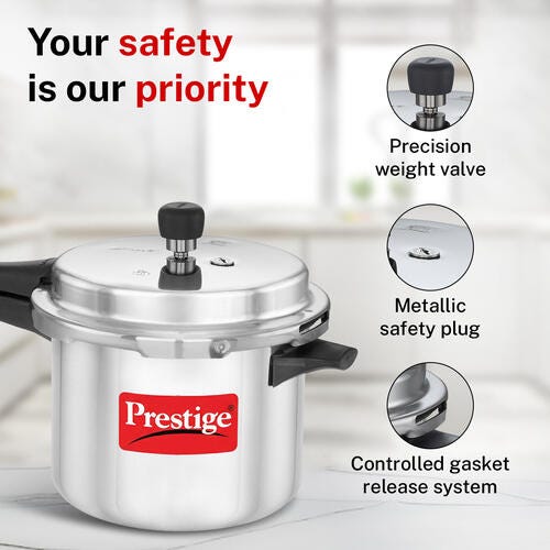 Prestige Popular Aluminium Staight Wall Outer Lid Pressure Cooker Combo, (2 + 3 + 5 Litres)