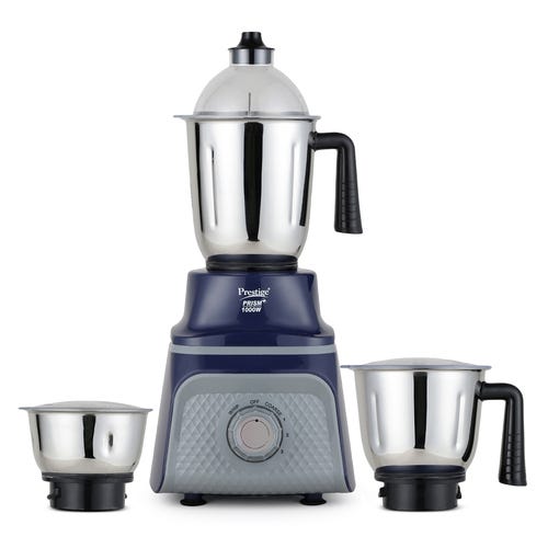 Prestige Prism Plus 1000W Mixer Grinder with 3 Stainless Steel Jars – 1.5L Wet Jar, 1.0L Dry Jar, 450ml Chutney Jar | 4-Speed Heavy Duty Motor
