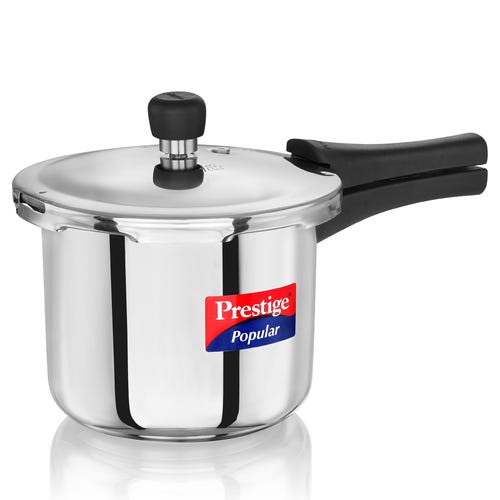 Prestige Popular Stainless Steel Gas and Induction Compatible Pressure Cooker (Silver)