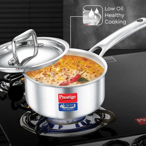 Prestige Tri Ply Splendid Sauce Pan With SS Lid