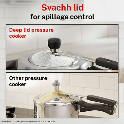 Prestige Nakshatra Plus Svachh Aluminium Spillage Control Pressure Cooker, 3 L (Silver)