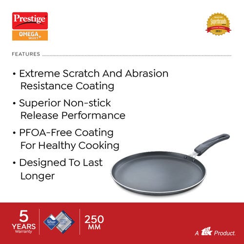 Prestige Omega Select Plus Non-stick Omni Tawa, (Black)