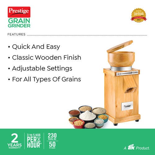 Prestige PGG 01 180 Watts Wood Finish Grain Grinder (Brown)