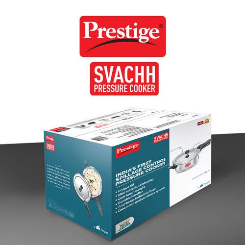 Prestige Svachh Aluminium Anti Bulge Induction Base Senior Deep Pan Pressure Cooker, (Silver)