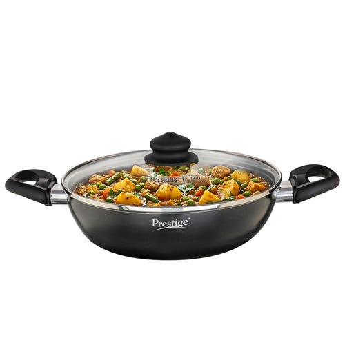 Prestige Omega Deluxe Granite Non-stick Round Base Kadai (Black) 26 cm