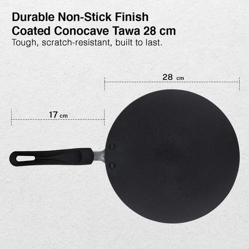 Prestige Omega Select Plus Non-stick Concave Tawa, 28cm (Black)