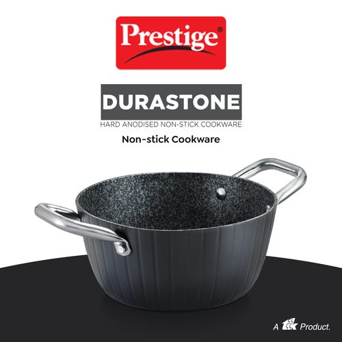 Prestige Durastone Hard Anodised 6 Layer Non-Stick Casserole with Glass Lid, (Black)