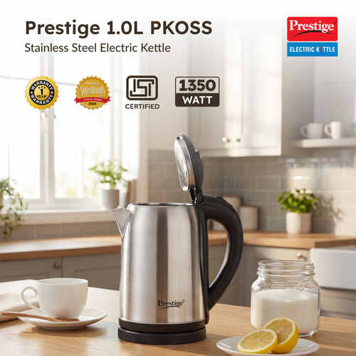 Prestige PKNSS Electric kettle, Silver, 1.0 L (1000 ML With Concealed Element)