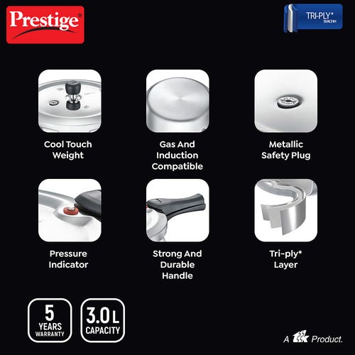 PRESTIGE SVACHH TRI-PLY HANDI PRESSURE COOKER 3 LITRE