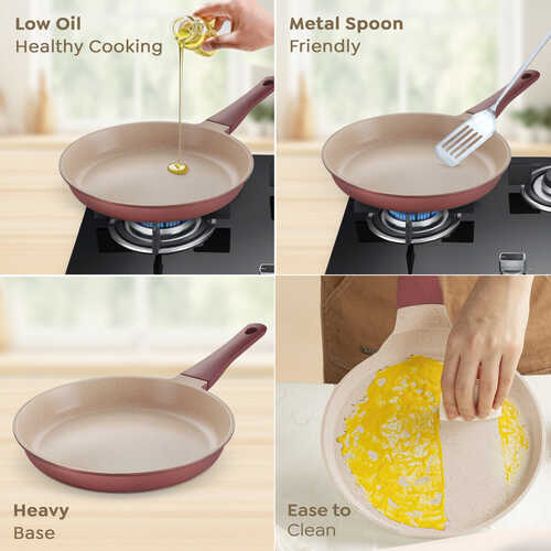 Prestige Omega Die-Cast Non-Stick Fry Pan | 3-Layer Coating | Die-Cast Body | Metal Spoon Friendly | Heavy Base