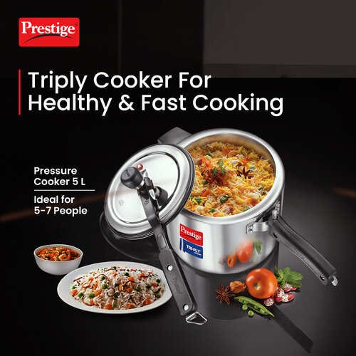 Prestige Triply Svachh Spillage Control Inner Lid Induction Bottom Pressure Cooker