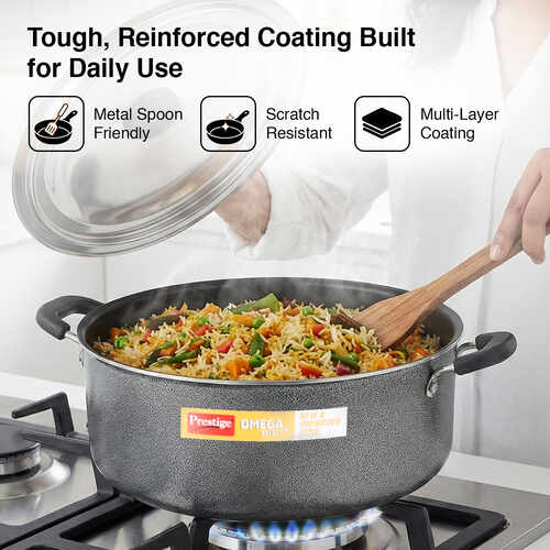 Prestige Omega Select Plus Non-stick PFOA Free Biryani Pot with Stainless Steel Lid, 30 cm (12 Litre)