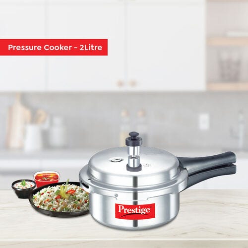 Prestige Popular Virgin Aluminium Pressure Cooker, (Silver)
