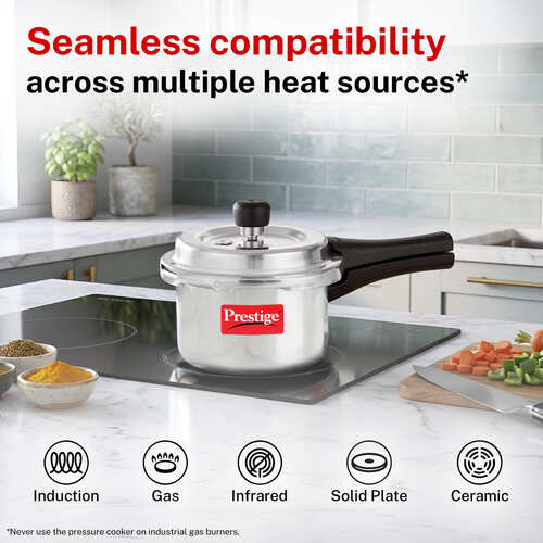 Prestige Popular Plus Svachh Virgin Aluminium Spillage Control Pressure Cooker, 1.5 L (Silver)