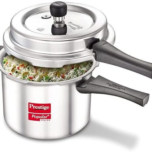 Prestige Popular + Svachh Kitchen Starter Combi Pack 5 L, 3 L Outer Lid Induction Bottom Pressure Cooker  (Aluminium)