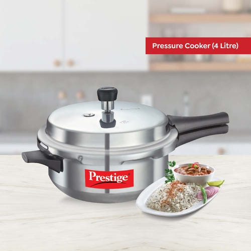 Prestige Popular Virgin Aluminium Junior Deep Pan Pressure Cooker, 4 L (Silver)