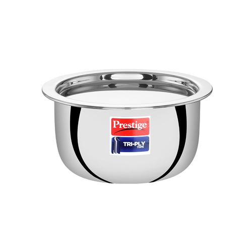 Prestige Tri-ply Stainless Steel Induction Base Tope with Lid, (Silver) 12 cm