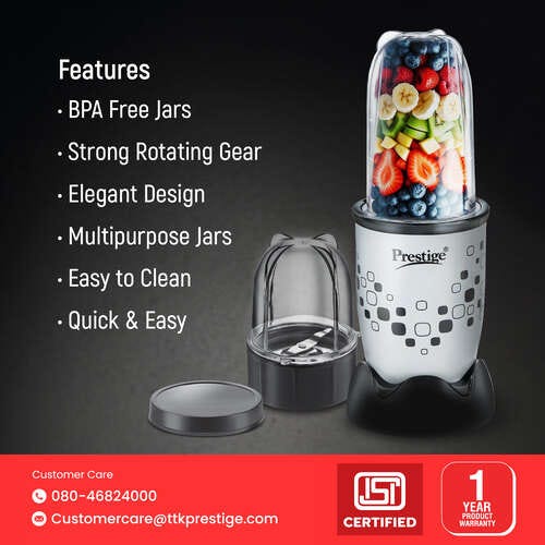 Prestige 350 Watts Nutri-Mix 2.0 Mixer Grinder with 2 Jars|Compact Design| Multipurpose Jars|Inter-Lock System| Sipper Lids