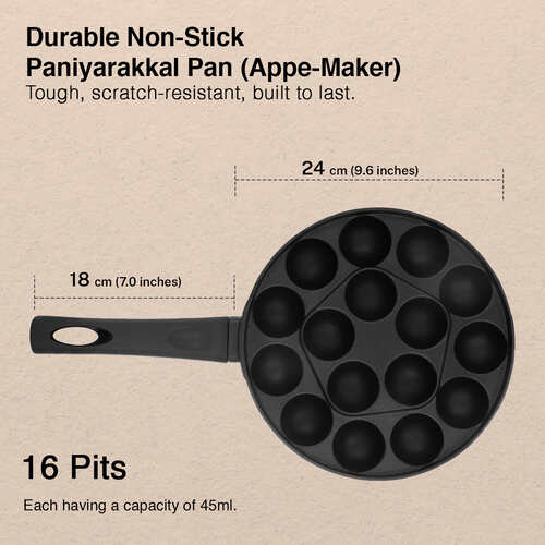Prestige Omega Select Plus Paniyarakkal with Lid 24 cm (Aluminium, Non-stick)