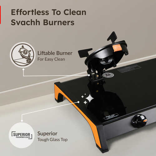 Prestige Svachh Glass Top Gas Stove (2 Burners) with Liftable Burners - GTSB-02