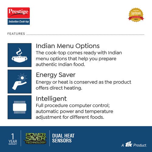 Prestige PIC 1.0 V2 1900 Watts Indian Menu Options Induction Cooktop