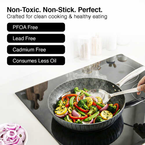 Prestige Durastone Hard Anodised 6 Layer Non-Stick Fry Pan, (28 cm, 2.6 Litre) (Black)