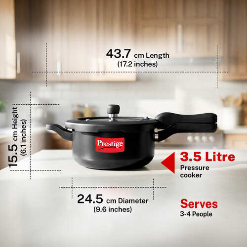 Prestige Svachh Hard Anodised Spillage Control Pressure Cooker, 3.5 L (Black)