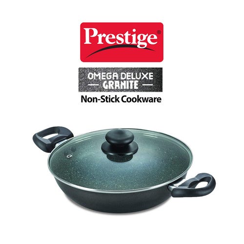 Prestige Omega Deluxe Granite Non-stick Round Base Kadai (Black)