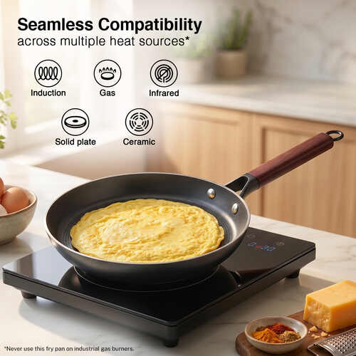 Prestige Castlite Patterned Enamel Coated Cast Iron Fry Pan 24cm/1.5L | High Heat Retention, Rust-Proof | Gas & Induction Compatible | Low-Oil Cooking | Stay-Cool Handle | Easy Clean | 15Y Warranty