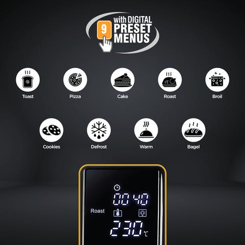 Prestige Digi-OTG 28 Litre Oven Toaster Grill| Smart Digital Display| Convection/Air Fryer Function| Rotisserie Function| Stainless Steel Heaters