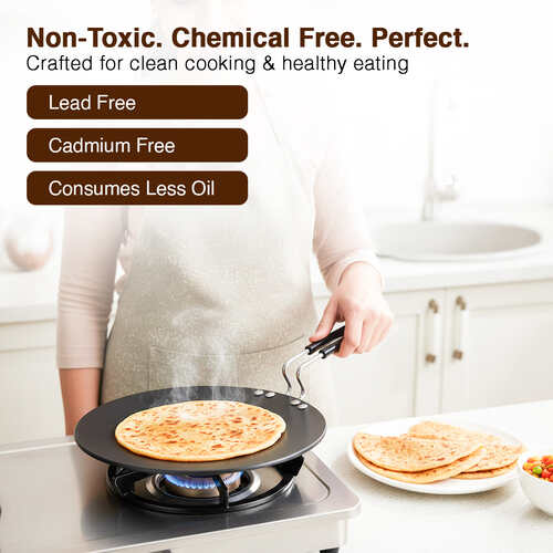 Prestige Hard Anodised Plus Gas and Induction Compatible Roti Tawa, 26.5cm (Black)