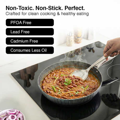 Prestige Durastone Hard Anodised 6 Layer Non-Stick Fry Pan, (24 cm, 1.9 Litre) (Black)