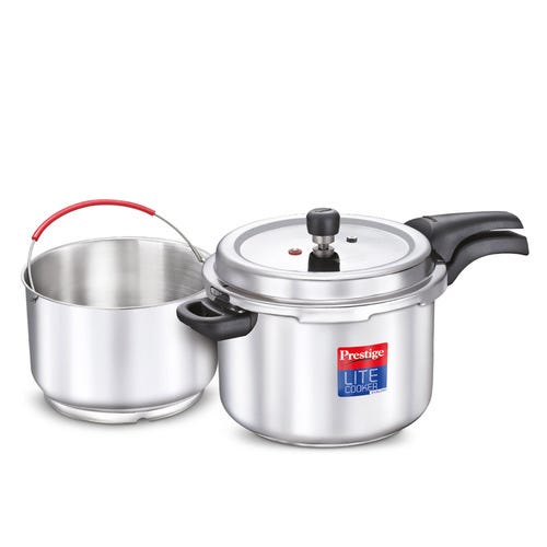 Prestige Lite Cooke Svachh Stainless Steel Spillage Control Pressure Cooker with Starch Filter (Silver)