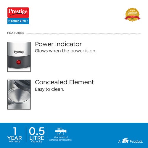 Prestige Electric Kettle PKTS 0.5 (0.5L with Concealed Element)