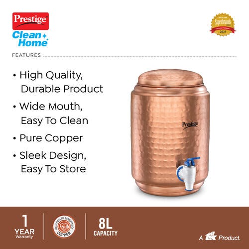 Prestige Tattva Copper Water Dispenser 8L